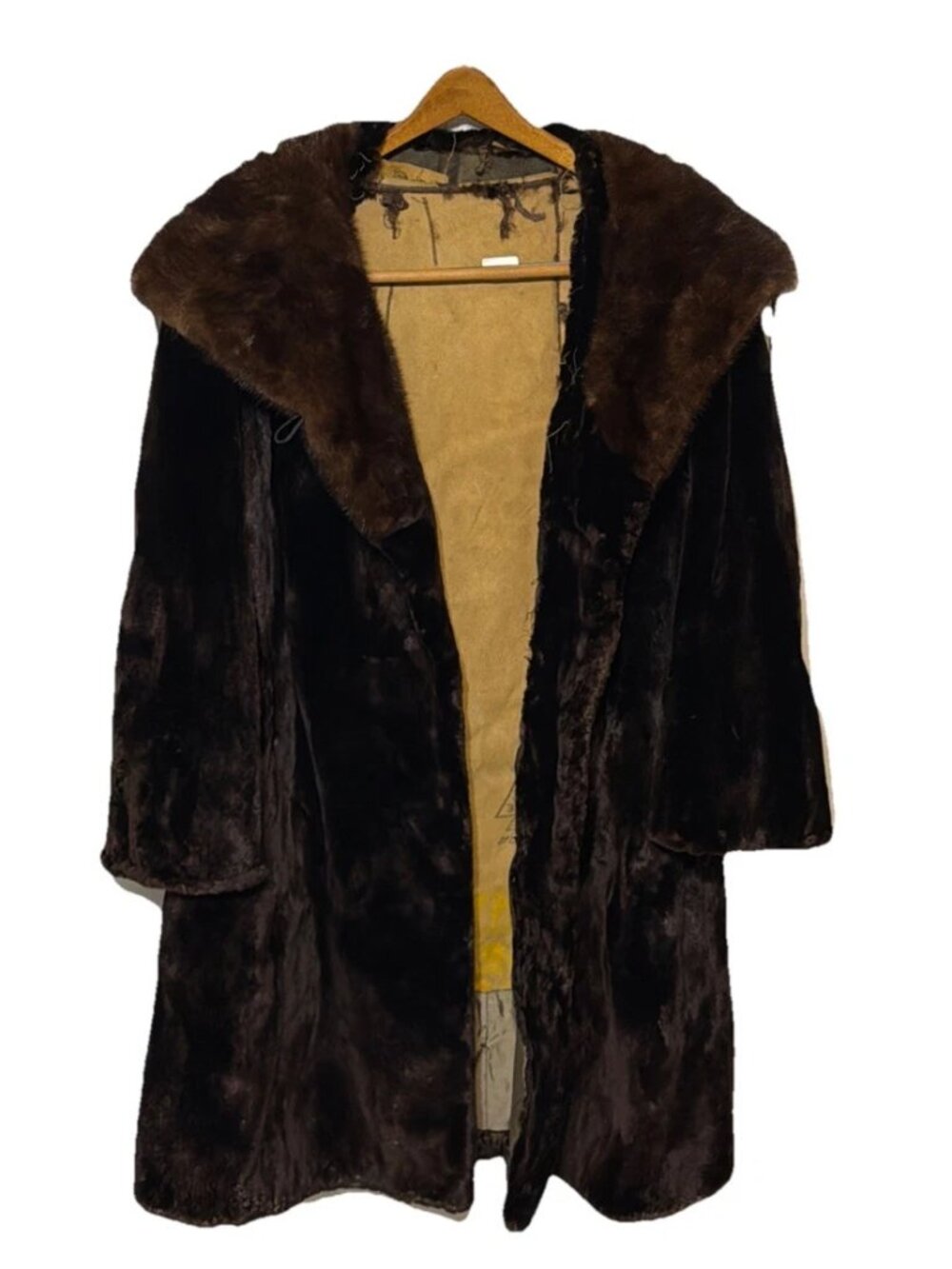 Vintage Dark Brown Fur Mink Coat Women's One Size Made in USA Evans? Doris Day?